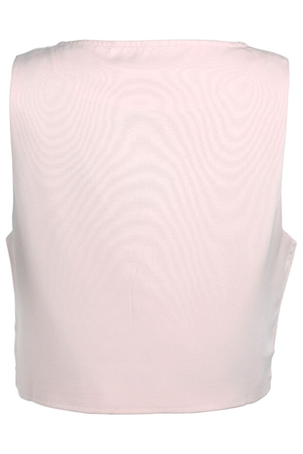 Pink Solid Button Down Vest - 6