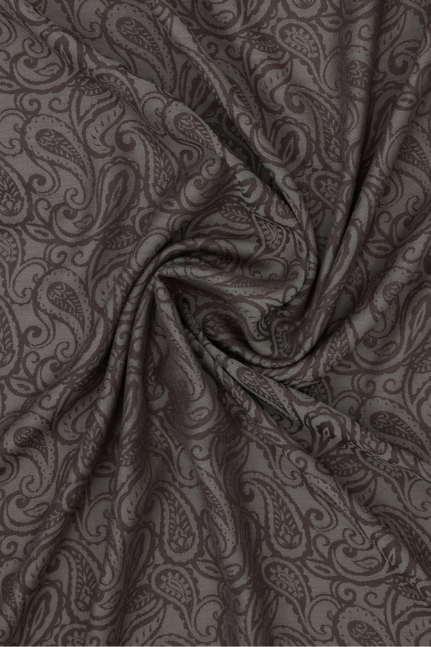 شال جاكار منقوش بنمط عرقي باللون البني الداكن - 2