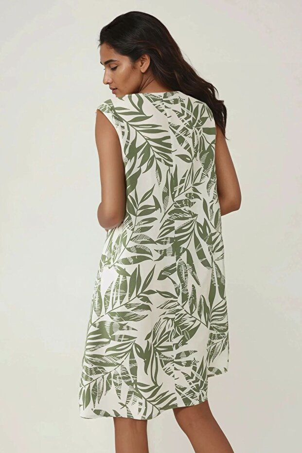 Çiçek Desenli A-Form Mini Elbise - 4