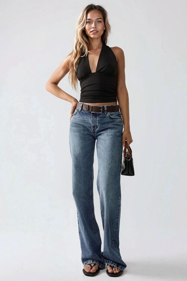 Dar Kesim V Yaka Örme Üst - 5