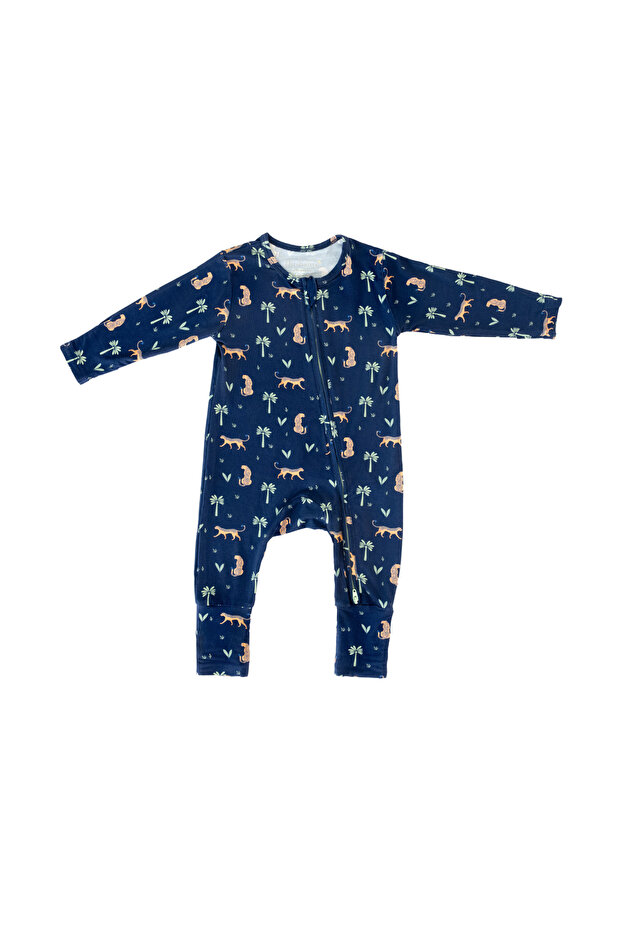 Bamboo Zippered Sleepsuit for Baby and Toddler in Arabian Leopard