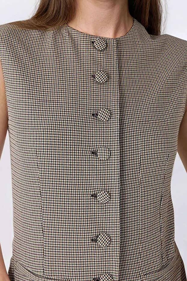 سترة منقوشة بياقة دائرية - 2