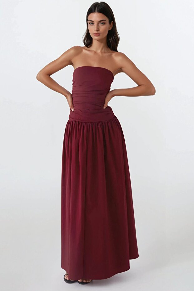 Straplez Maxi Elbise - 6