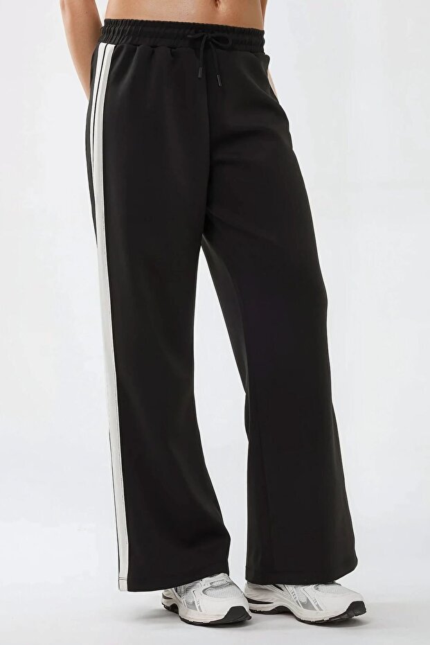 Wide Leg Çizgili Örme Eşofman Altı - 2