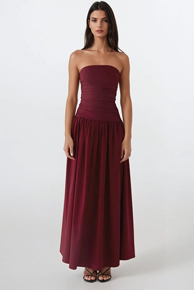 Straplez Maxi Elbise - 1