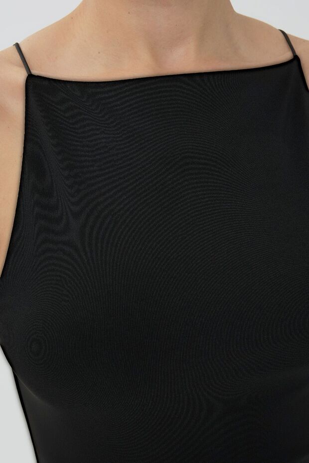 Halter Yaka Bodycon Örme Midi Elbise - 5