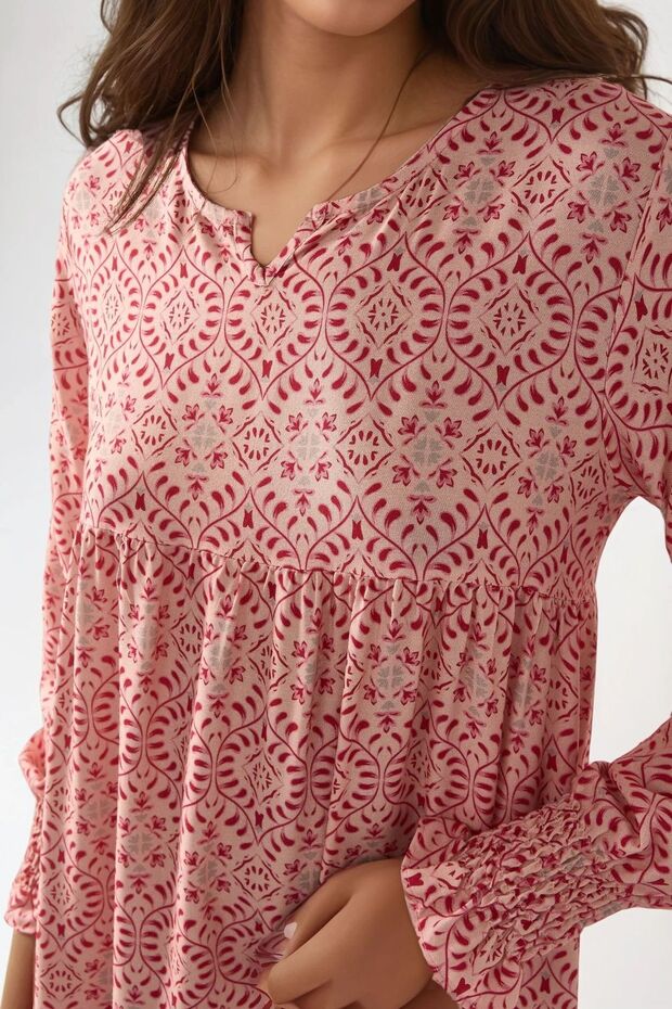 Baskılı Viskon Maxi Elbise - 7