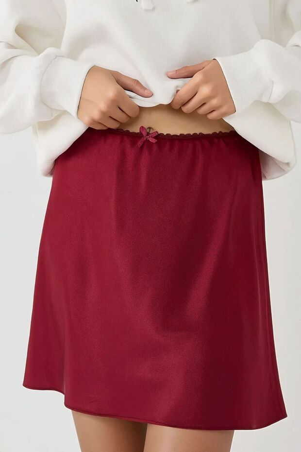 Saten Mini Etek - 5