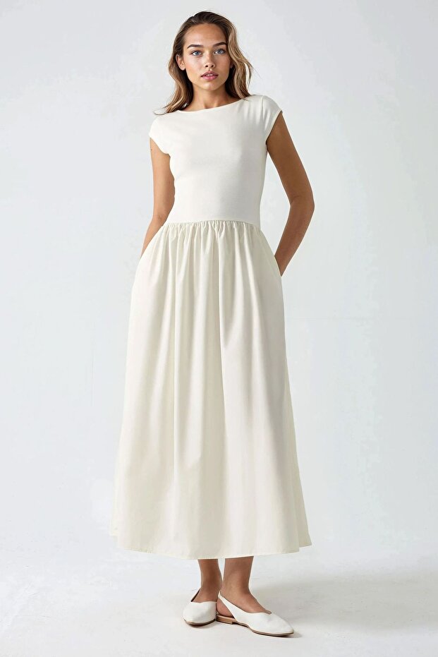 Kontrast Midi Elbise - 1