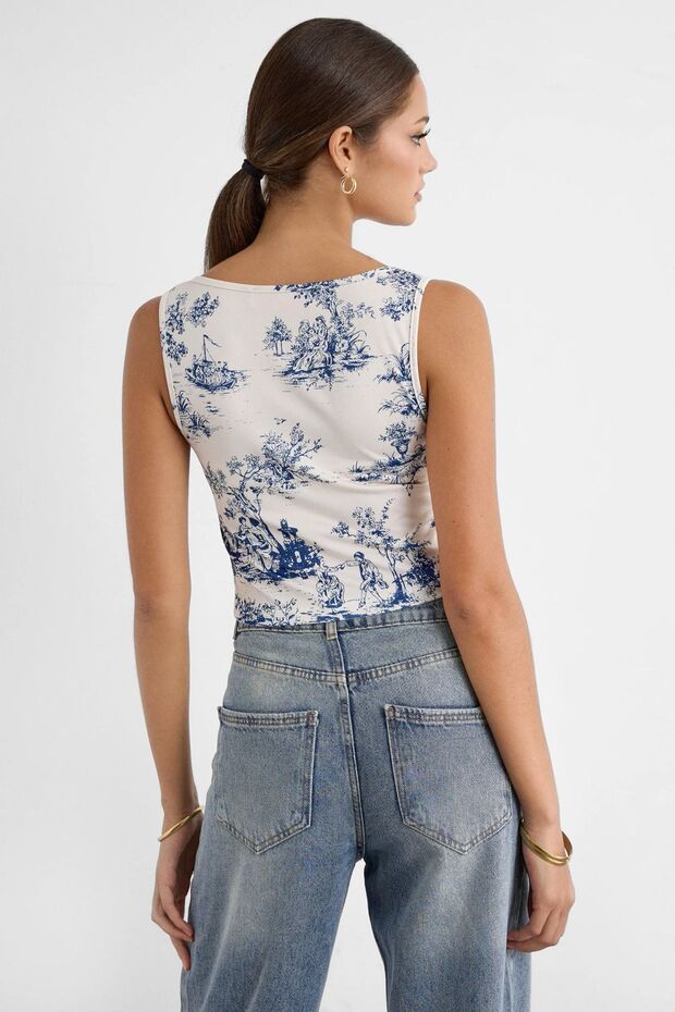 Kolsuz Desenli Bluz - 6