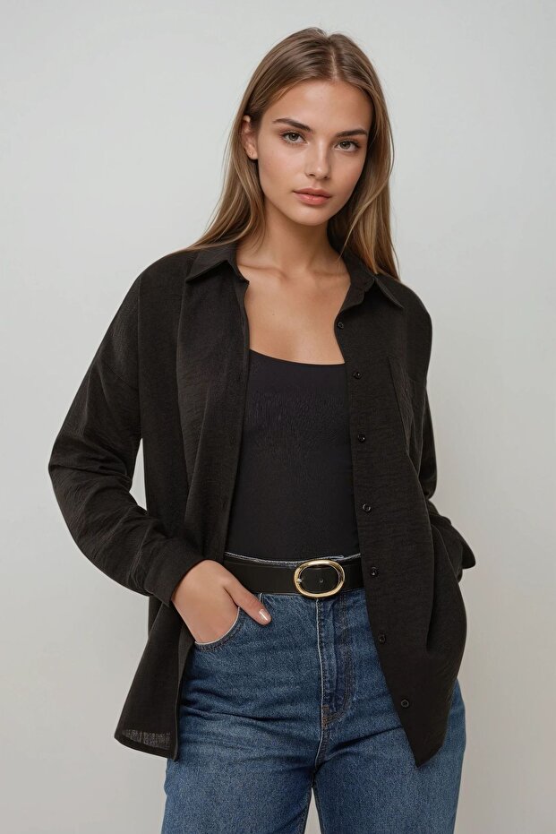 Keten Görünümlü Regular Fit Gömlek - 2