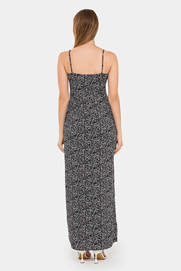 Büst Kesimi Floral Maxi Elbise - 4