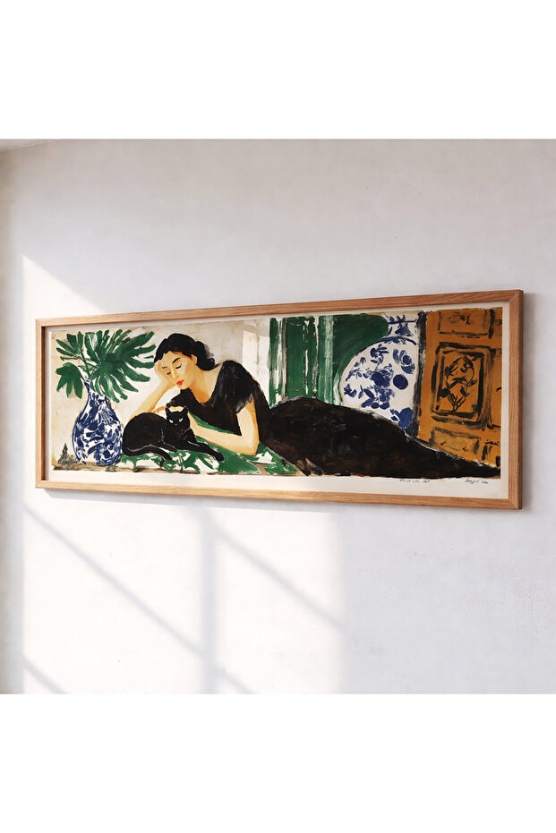 One Piece Real Wood Horizontal Panorama Framed Painting I Am in the Sky