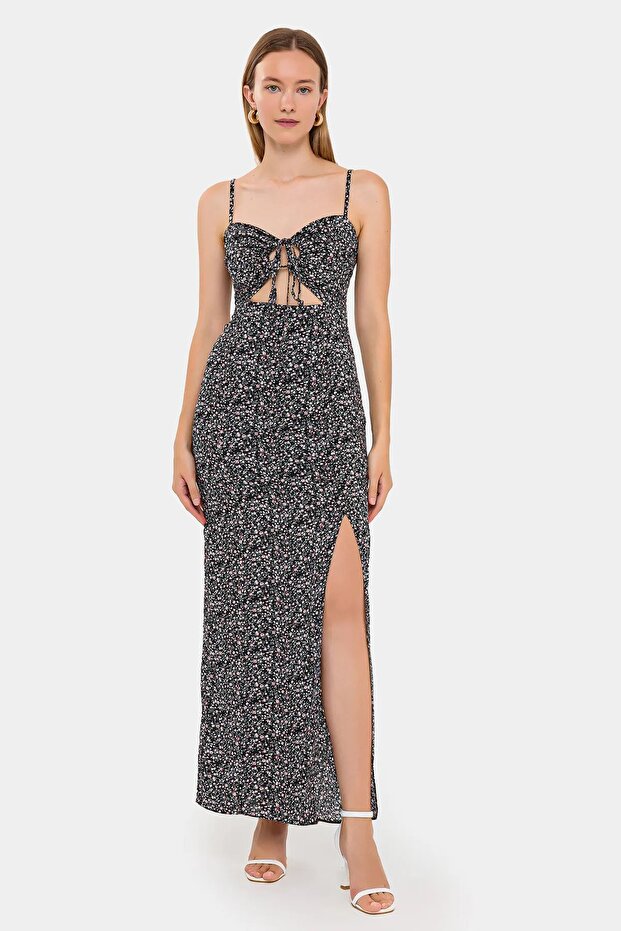 Büst Kesimi Floral Maxi Elbise - 1