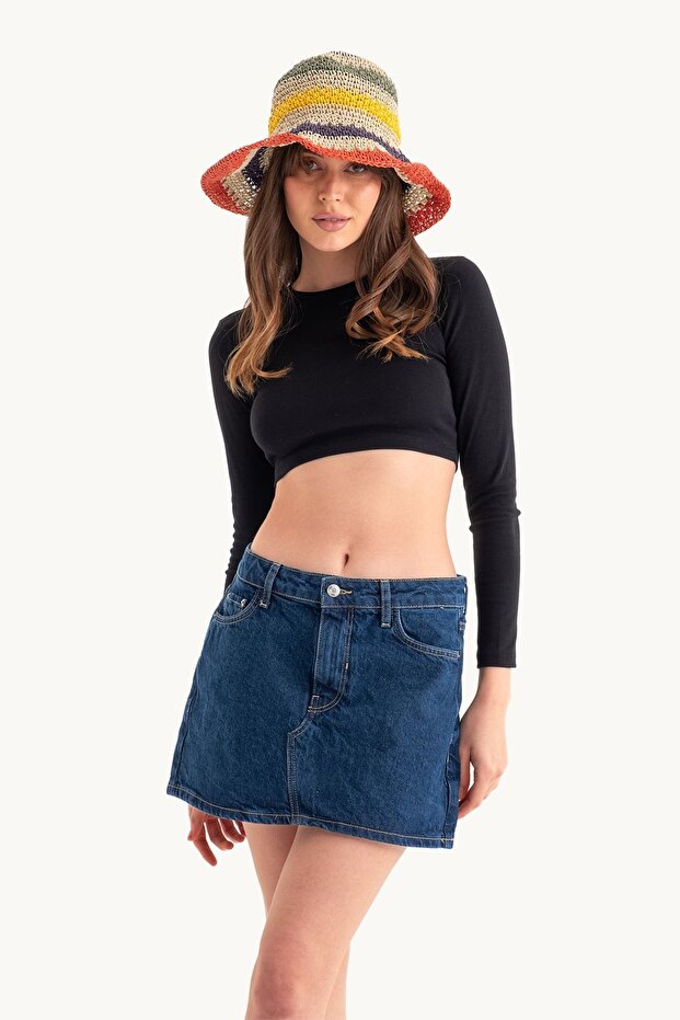 Geniş Bisiklet Yaka Basic Üst - 1