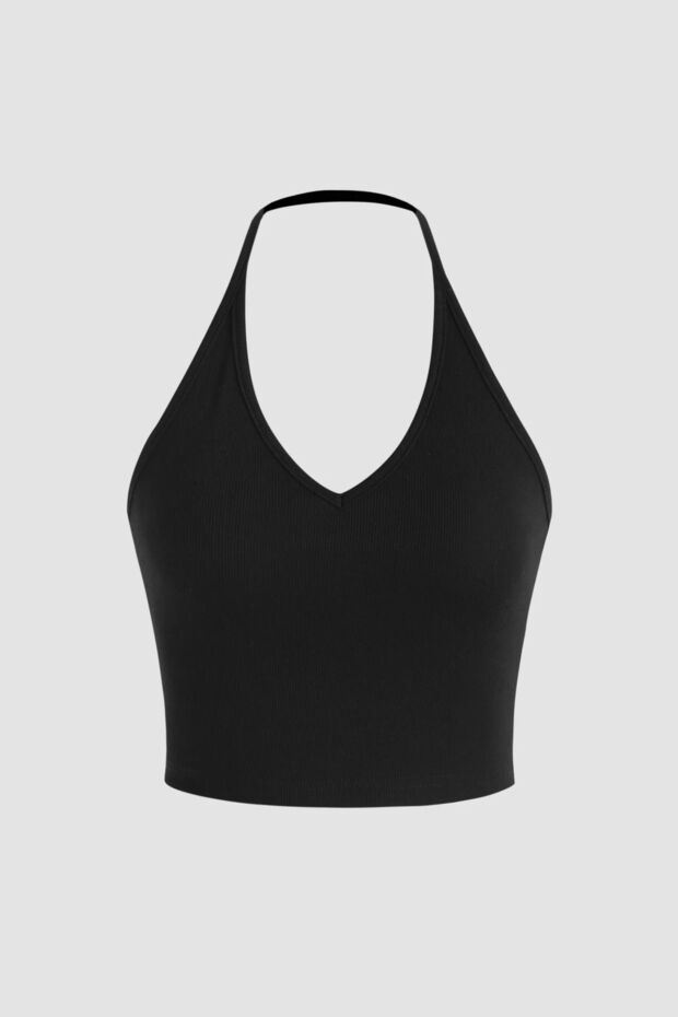 Halter Yaka Jersey Crop Top - 1