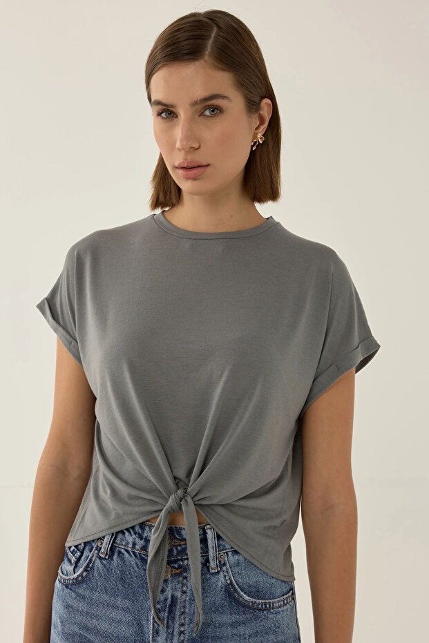 Basic Yuvarlak Yaka Kısa Tişört - 3