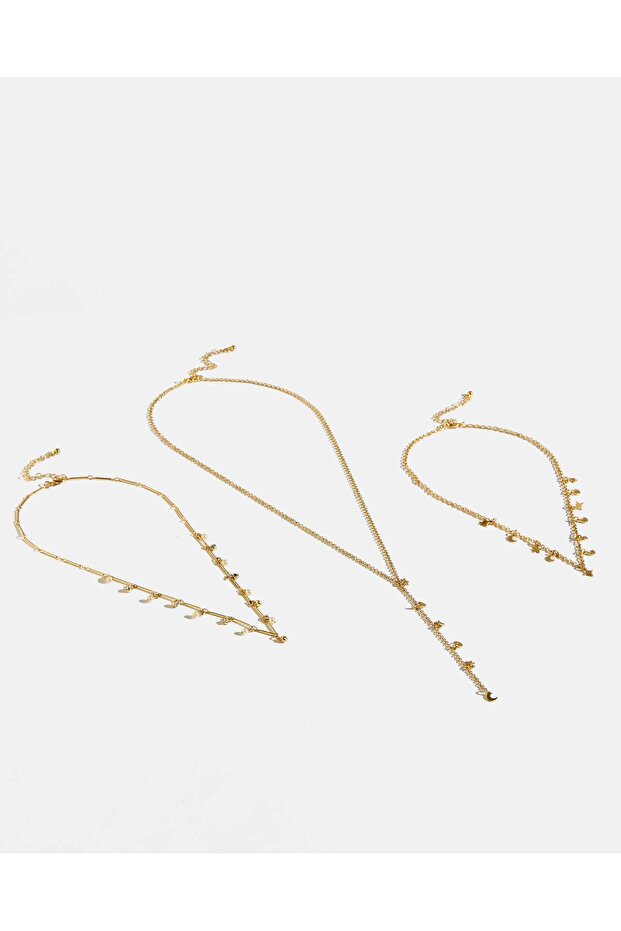 Women Gold Embellished Necklace Set (Pack of 3)