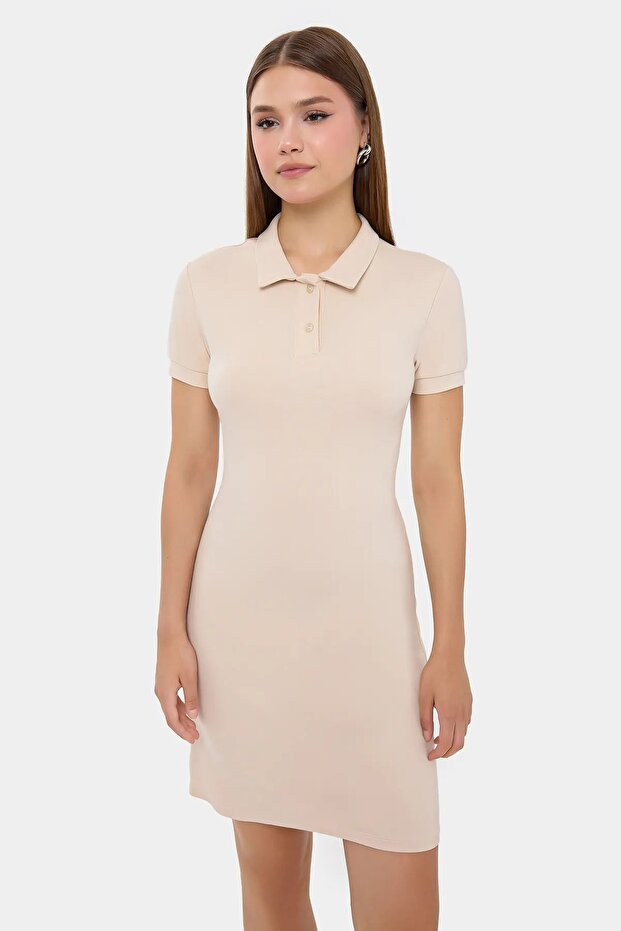 Düğme Detaylı Mini Elbise - 2