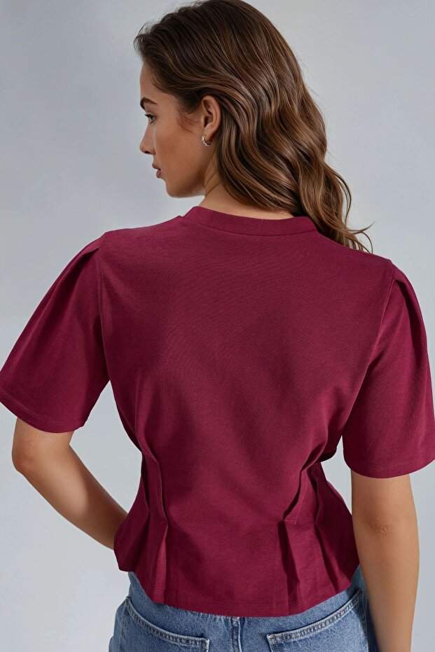 Fitted Bisiklet Yaka Tişört - 3