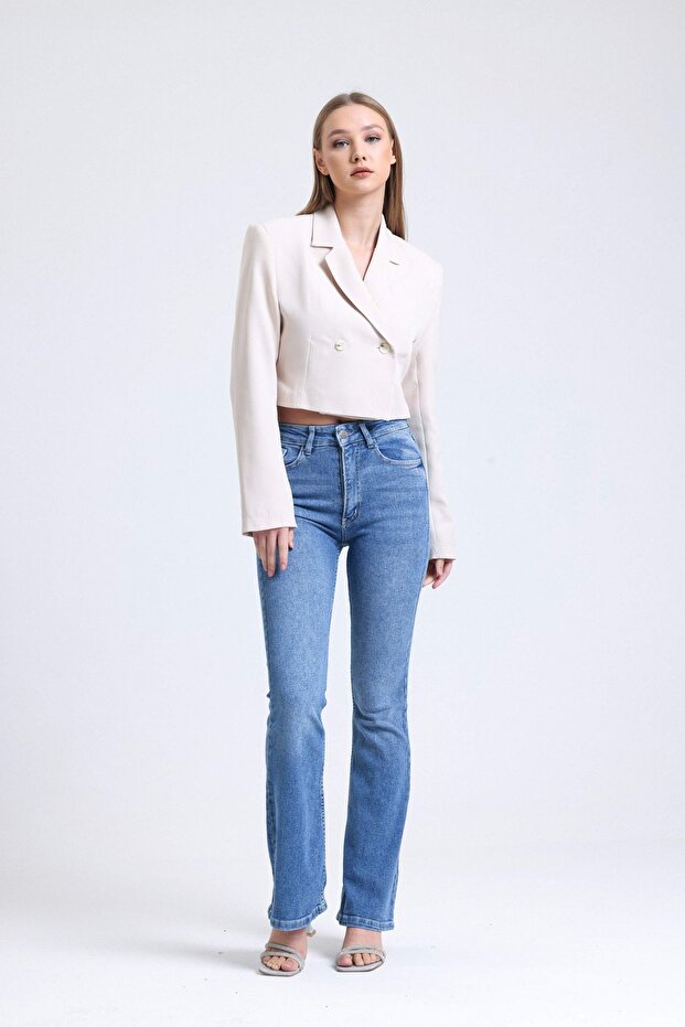 Yüksek Bel Flare Jeans - 1