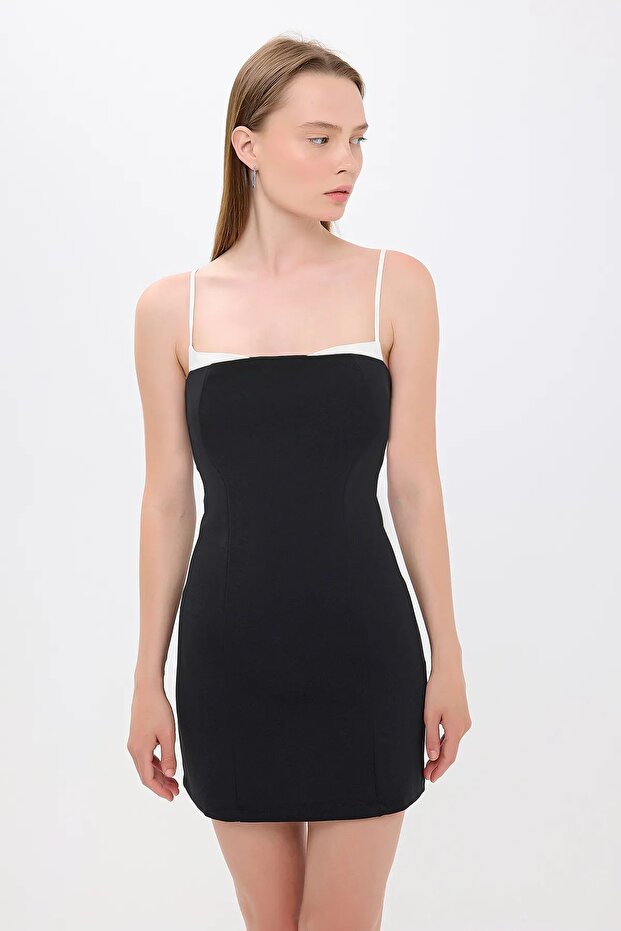 Detaylı İnce Askılı Mini Elbise - 2