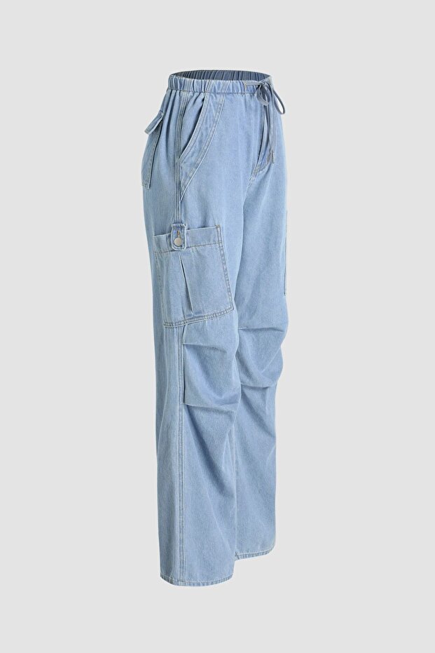 Elastik Bel Kargo Kot Pantolon - 2