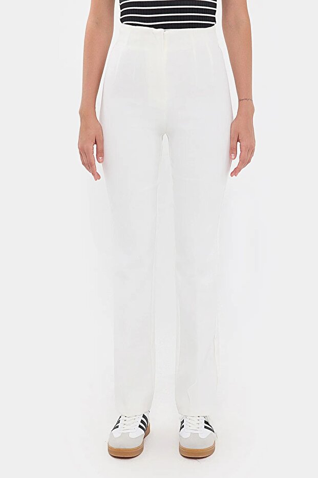 High Waist Pleated Straight Fit Trousers