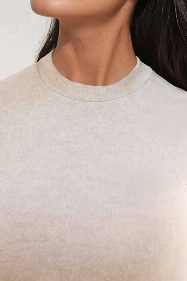 Slim Fit Triko Crop Bluz - 7