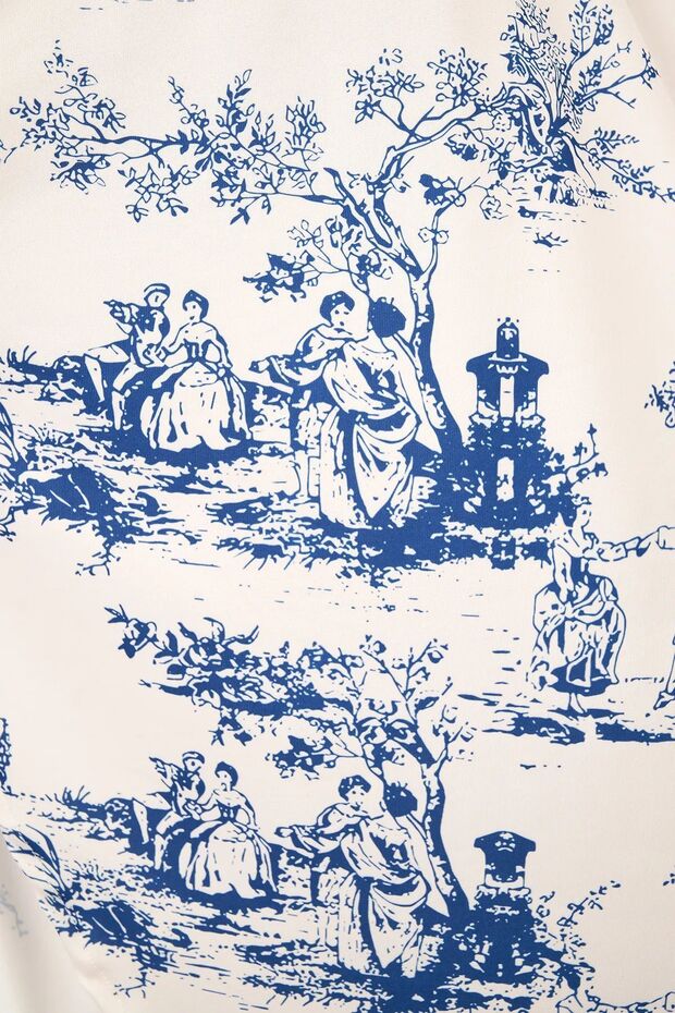 Kolsuz Baskılı Midi Elbise - 7