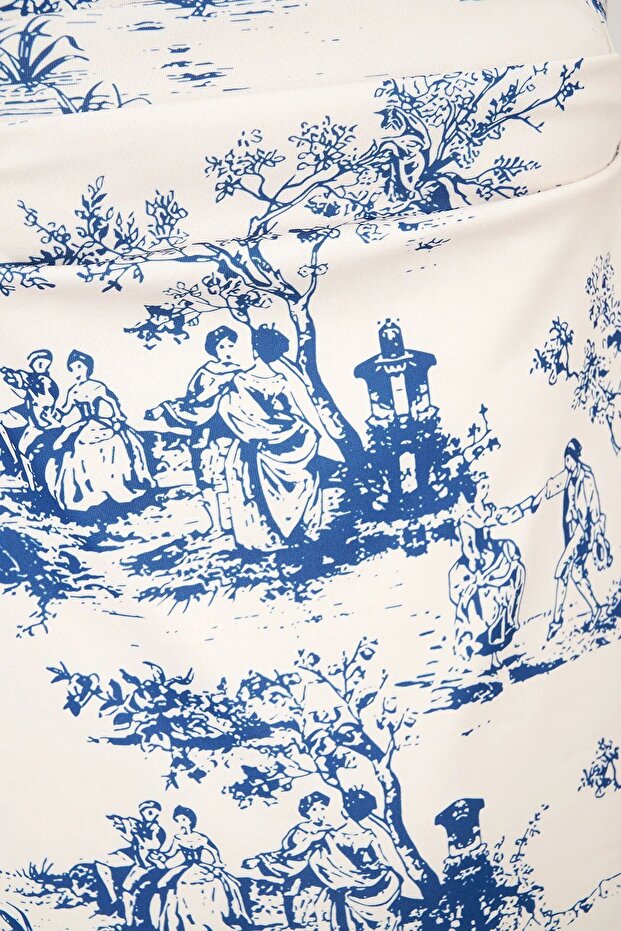 Kolsuz Baskılı Mini Elbise - 6