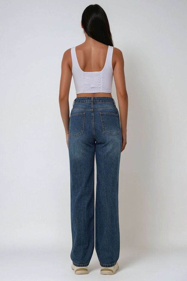 Kare Yaka Dikiş Detaylı Crop Örme Üst - 3