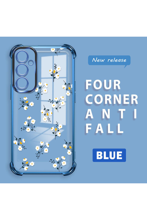 Samsung Galaxy A05S Compatible Camera Protected Transparent Soft Silicone Phone Case Flower Pattern