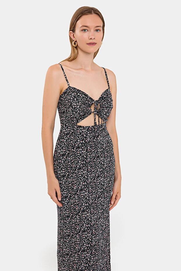 Büst Kesimi Floral Maxi Elbise - 2