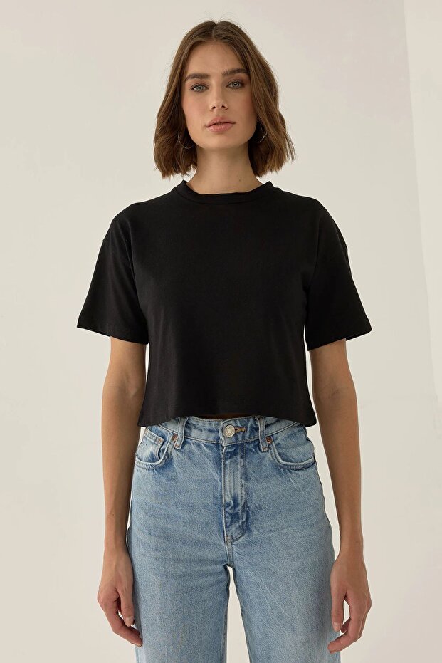 Basic Bisiklet Yaka Kısa T-Shirt - 3