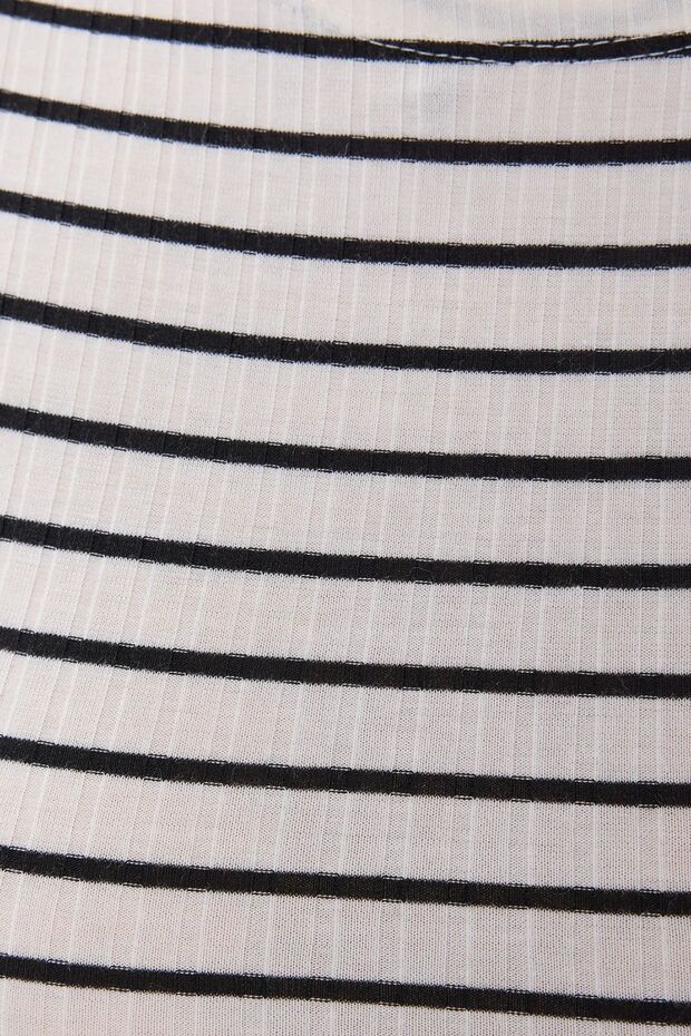 Ribbed Short Sleeve Striped Top - 5