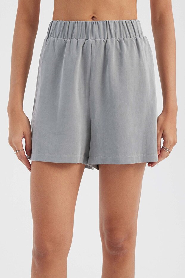 Elastik Bel Relaxed Şort - 1