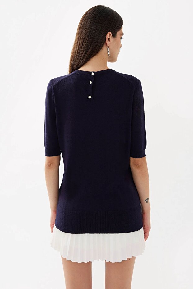 Short Sleeve Basic Knitted Sweater - 4