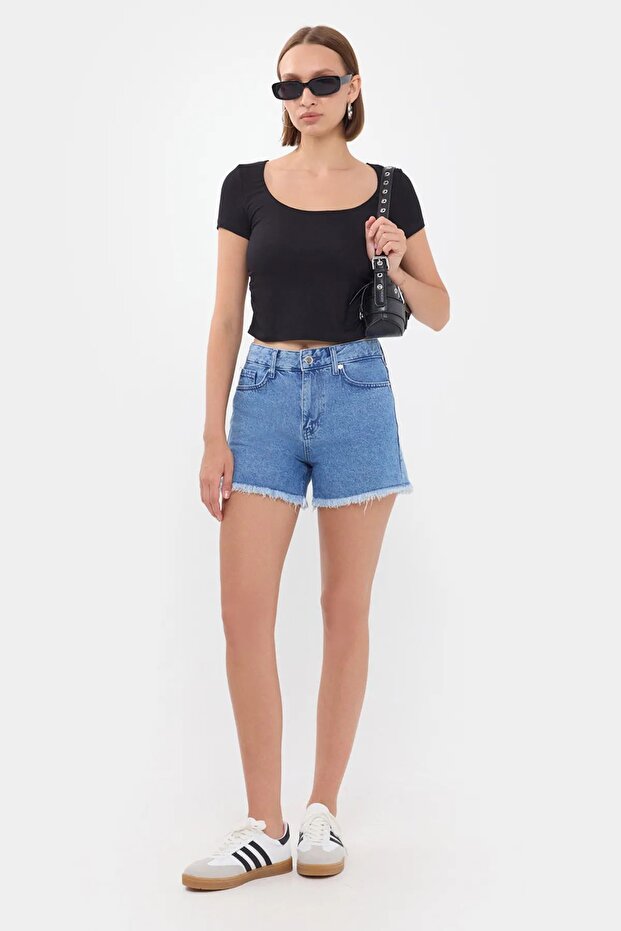 Bisiklet Yaka Crop Top - 2