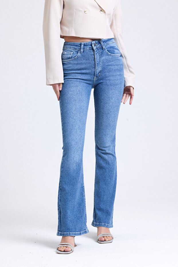 Yüksek Bel Flare Jeans - 2