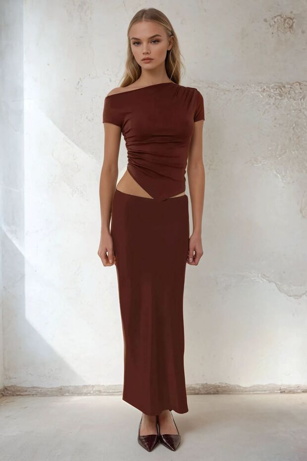 Soft Touch Drape Detaylı Asimetrik Üst - 2