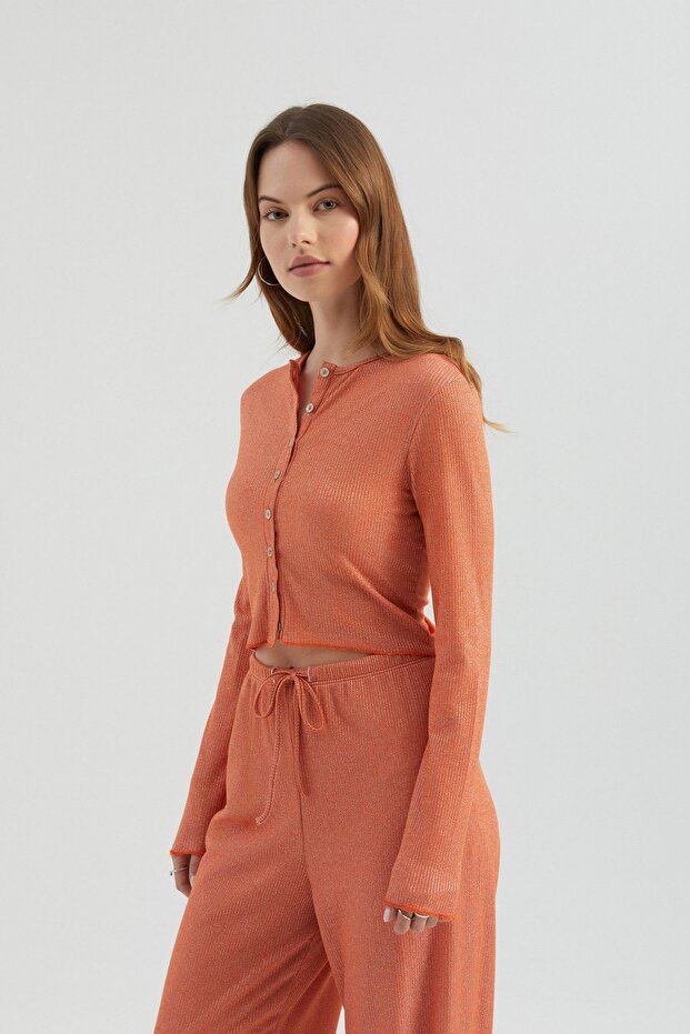 Ribbed Buttoned Long Sleeve Top - 4