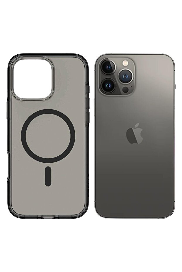 iPhone 13 Pro Max MagSafe Leather Case Gray Titanium Slim Shockproof Hybrid Cover