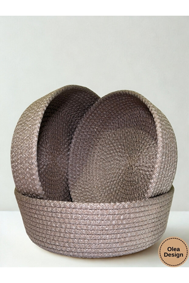 3-Piece Wicker Basket, Towel Basket, Bathroom Basket, Multi-Purpose Organizer Basket, Cotton Cord Basket