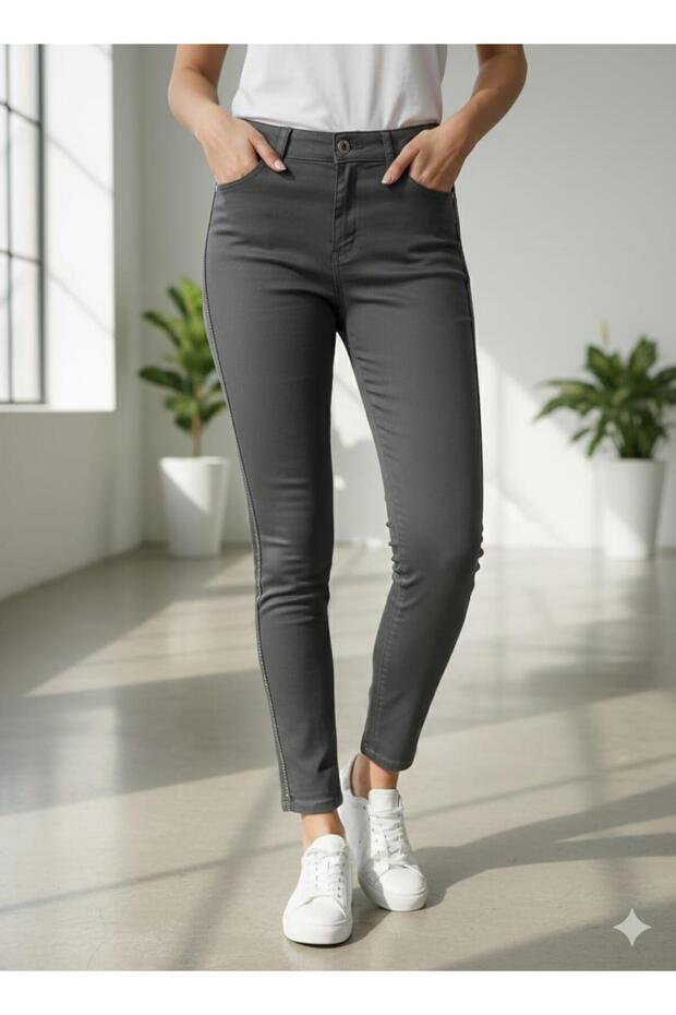 Bolinto side chain high waist 5 pocket lycra tight leg pants