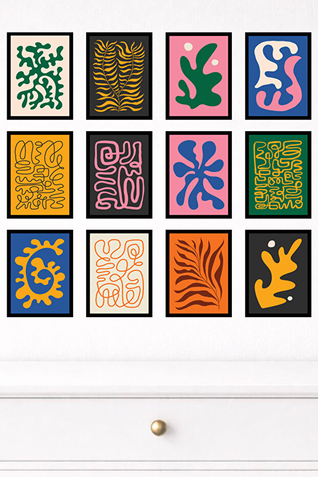 مجموعة من 12 لوحة جدارية حديثة ذات مظهر إطاري - طباعة UV على MDF مقاس 15x20 سم
