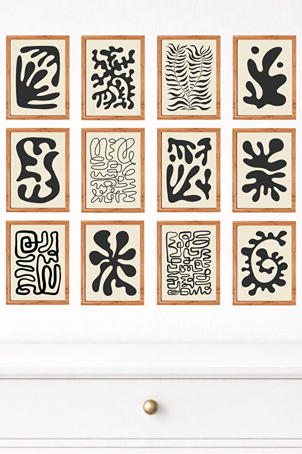 مجموعة من 12 لوحة جدارية حديثة ذات مظهر إطاري - طباعة UV على MDF مقاس 15x20 سم