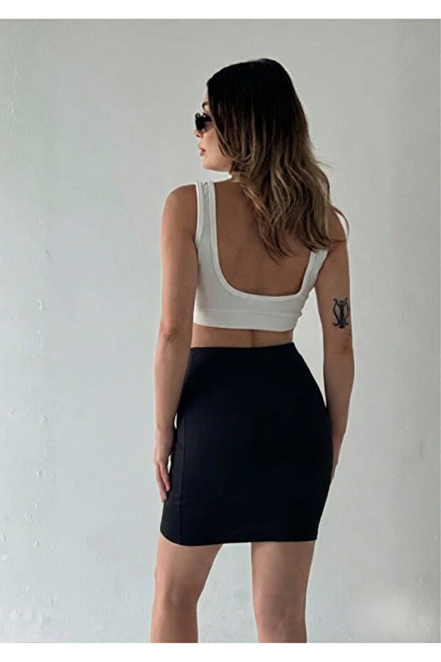 Yüksel Bel Dar Mini Etek - 3
