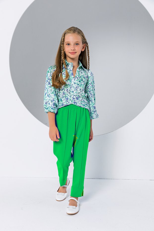 Girl's Stylish Fabric Trousers with Slit Detail - New Product