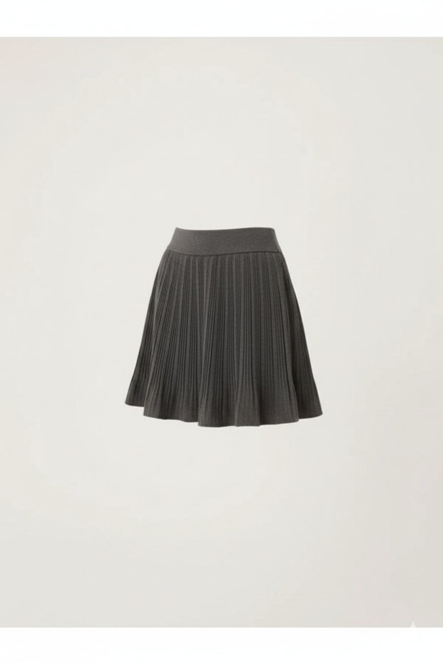 Women's Mini Pleated Knitwear Skirt - Gray